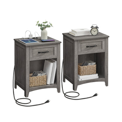 Farmhouse Nightstands with Charging Station, Set of 2 - image 35