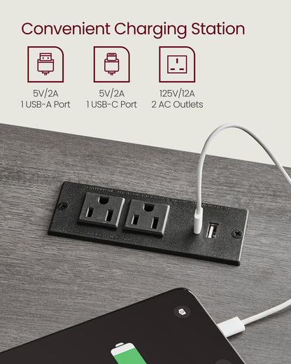 Farmhouse Nightstands with Charging Station, Set of 2 - image 37