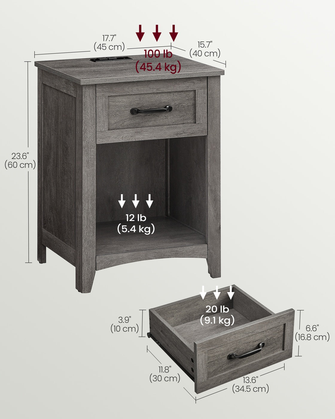 Farmhouse Nightstands with Charging Station, Set of 2 - image 40