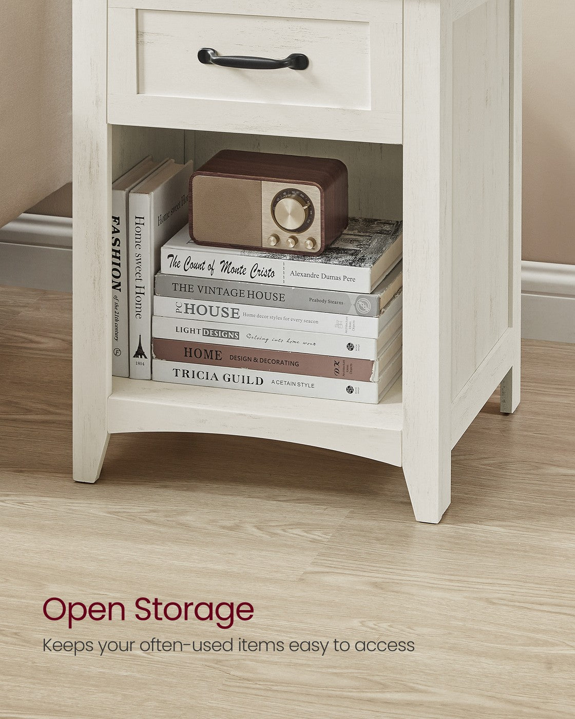 Farmhouse Nightstands with Charging Station, Set of 2 - image 7