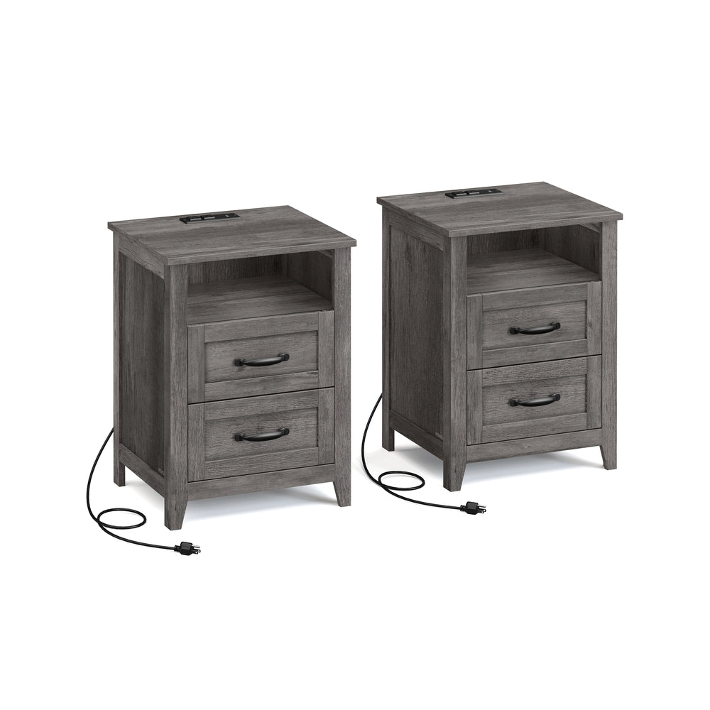 LIRY Collection - Farmhouse Nightstand with Charging Station - image 25