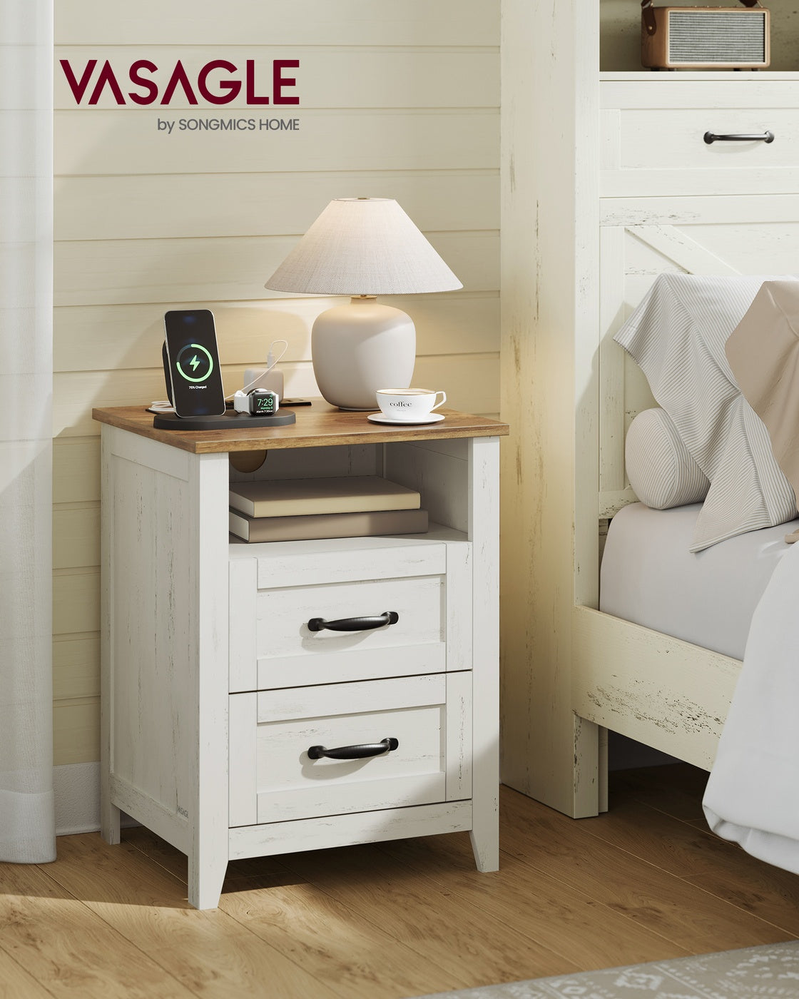 LIRY Collection - Farmhouse Nightstand with Charging Station - image 32