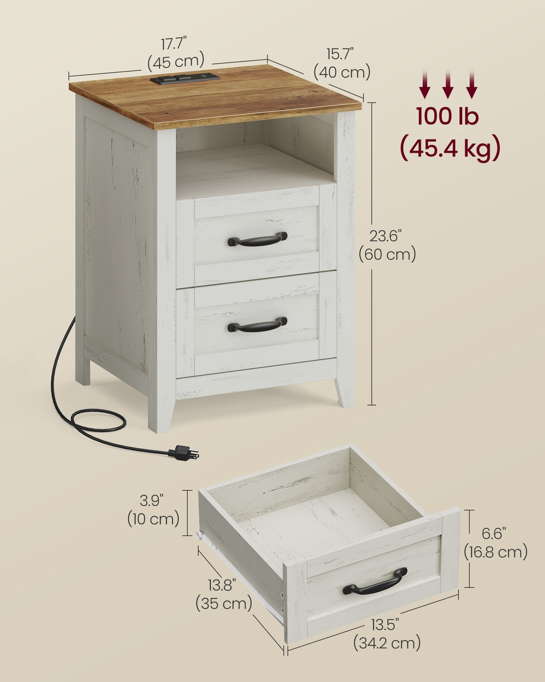 LIRY Collection - Farmhouse Nightstand with Charging Station - image 36