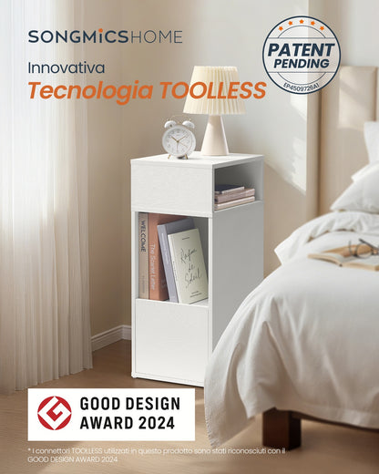 Slim Bedside Table, 1‑Pack Narrow Cabinet with Drawer