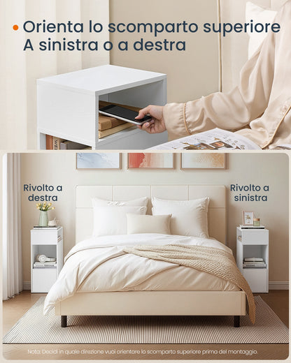 Slim Bedside Table, 1‑Pack Narrow Cabinet with Drawer