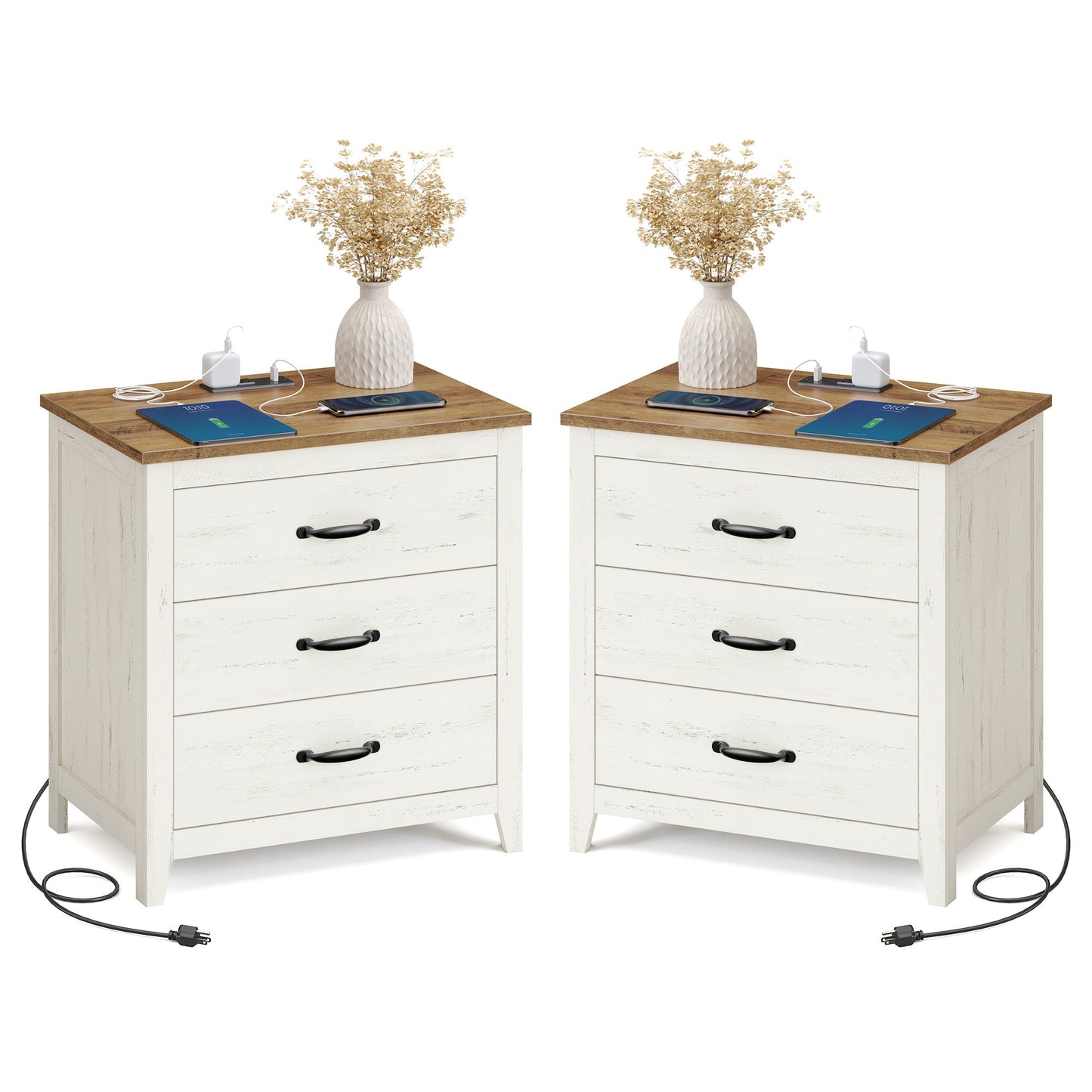 Farmhouse Nightstand with Charging Station - image 8