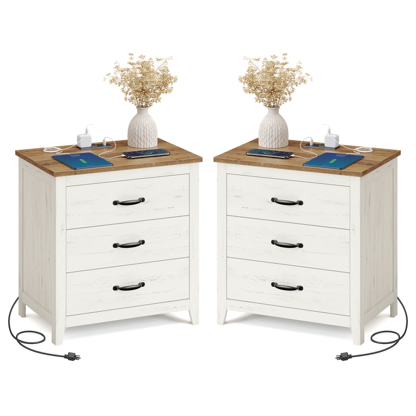 Farmhouse Nightstand with Charging Station - image 1