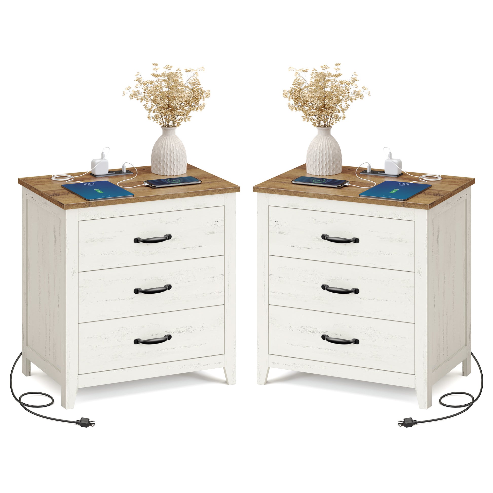 Farmhouse Nightstand with Charging Station - image 1