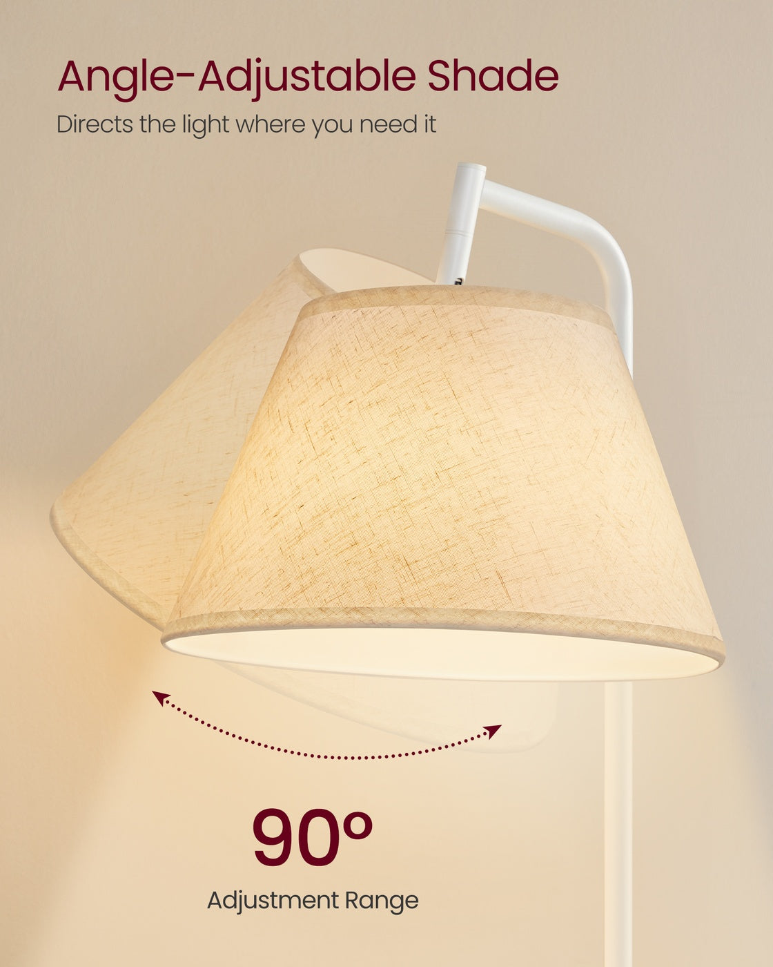 End Table with Lamp, 3-in-1 Floor Lamp with Table and Fabric Basket for Living Room, Tunable LED Bulb Included