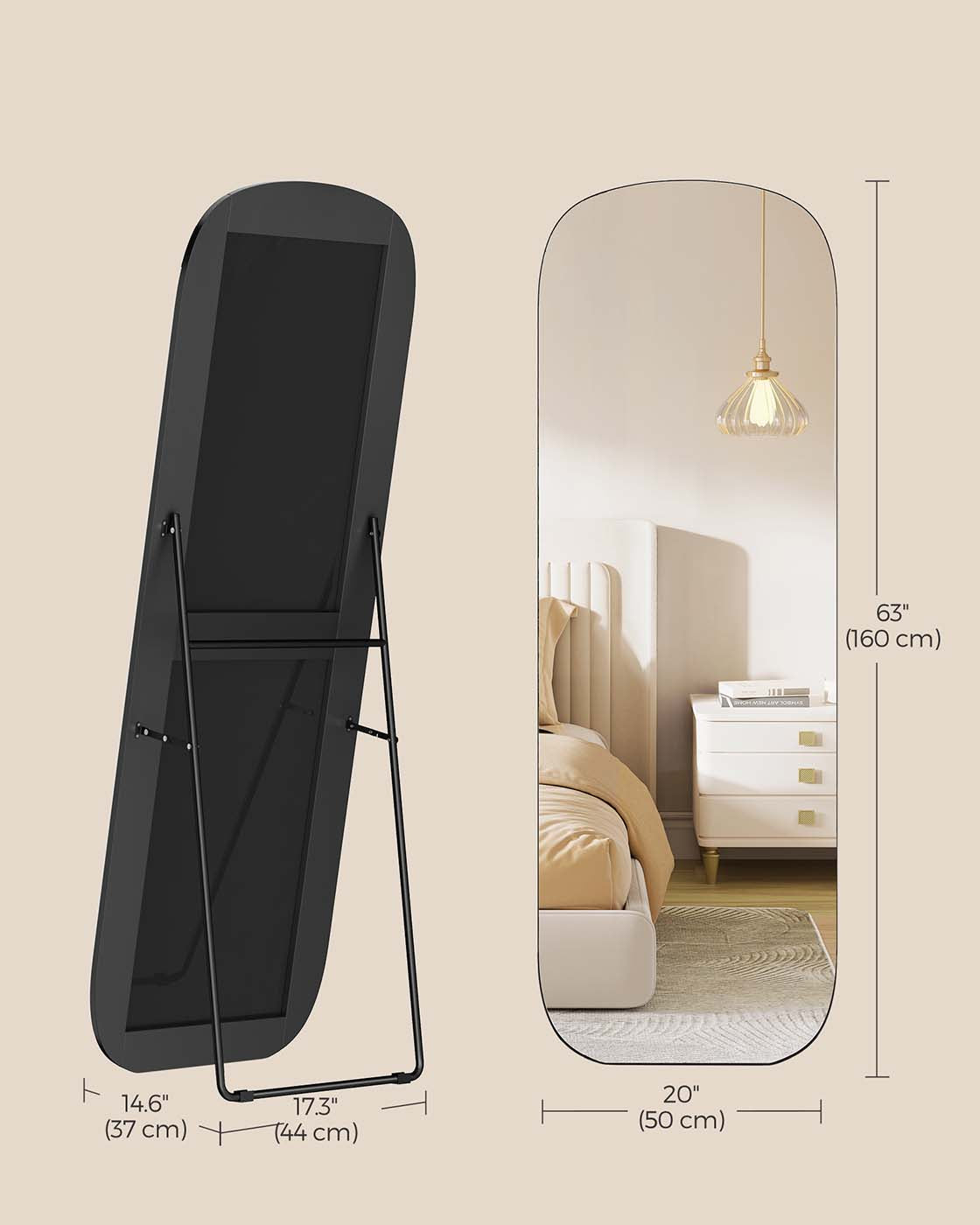 Full length standing mirror with rounded corners - image 6