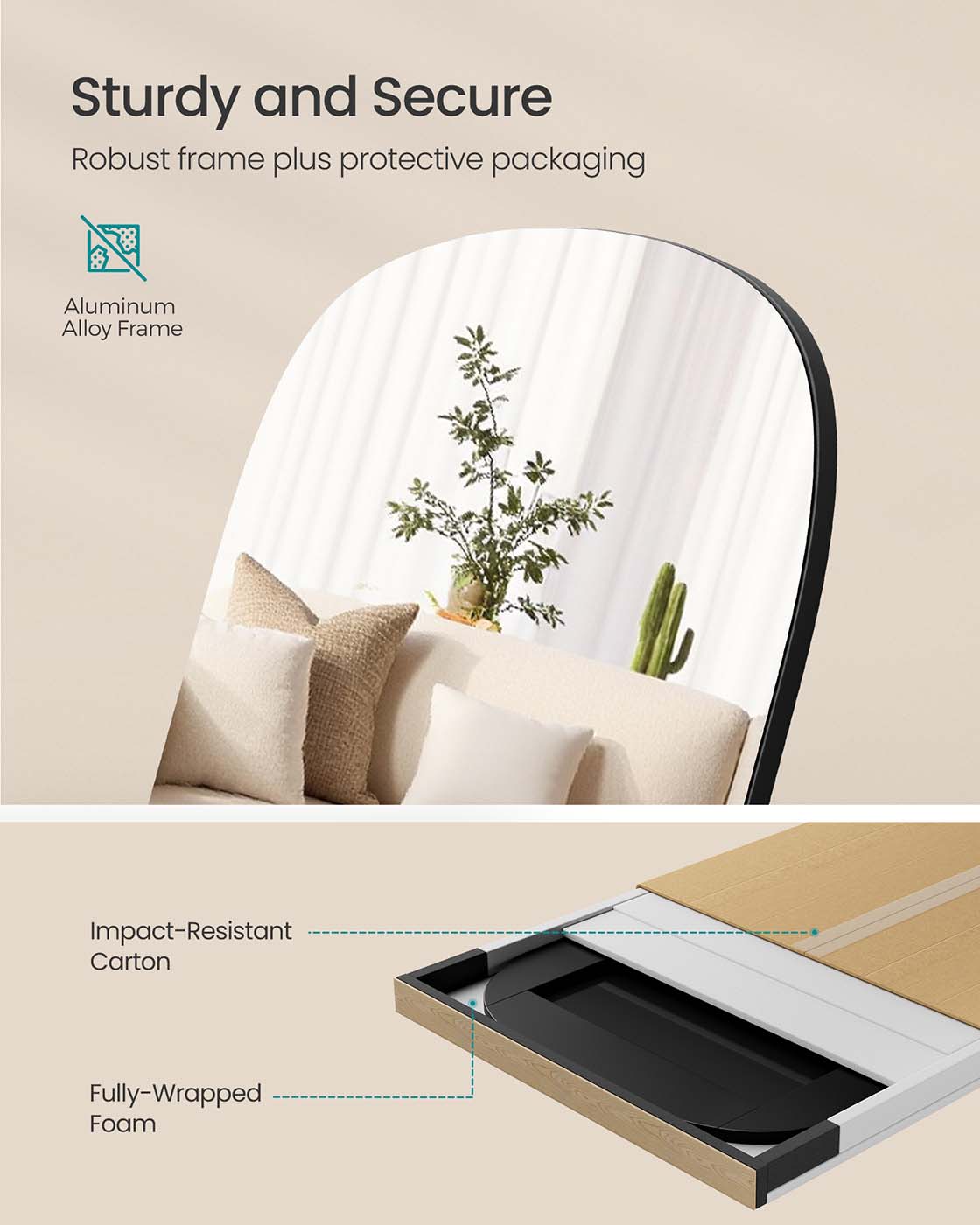 Full length standing mirror with rounded corners - image 5