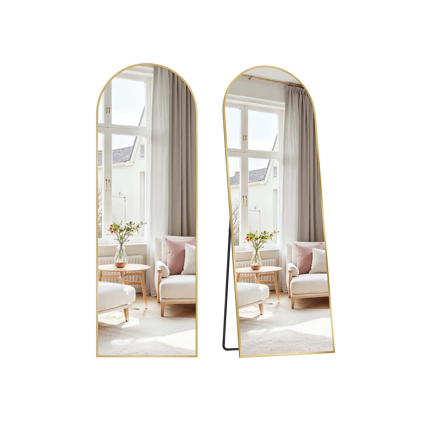 Full Length Mirror 160 x 50 cm Arched with Stand Pale Gold - image 2