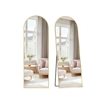 Full Length Mirror 160 x 50 cm Arched with Stand Pale Gold - image 2