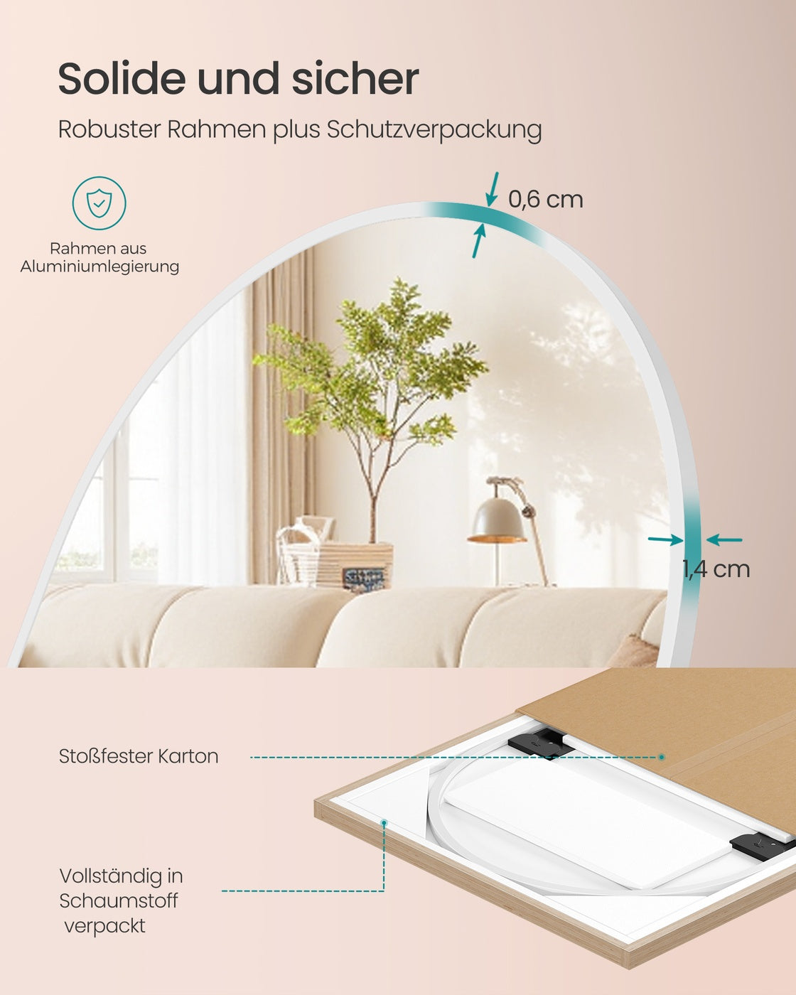 Full Length Mirror 160 x 50 cm Arched with Stand Pale Gold