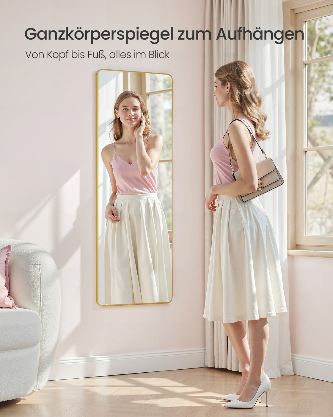 Full Length Hanging Mirror Over the Door or Wall Mounted