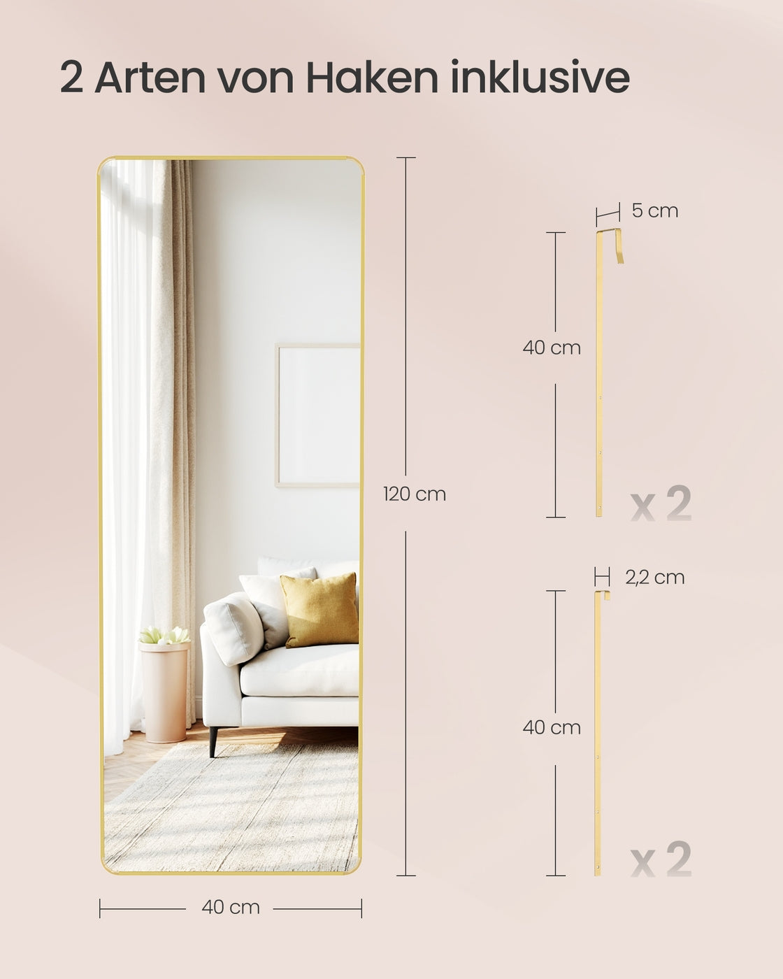 Full Length Hanging Mirror Over the Door or Wall Mounted