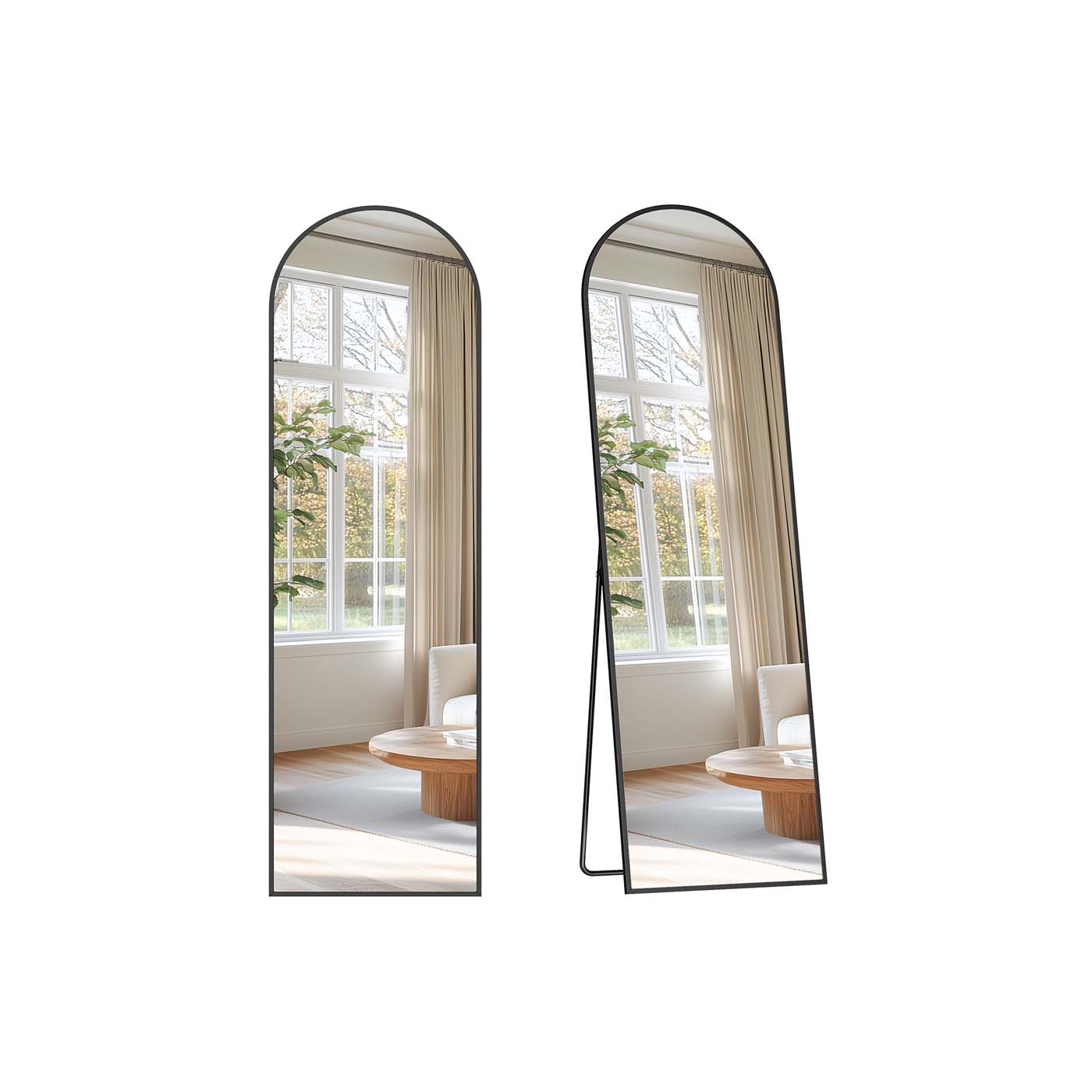 Full Length Mirror 160 x 50 cm Arched with Stand Pale Gold - image 8