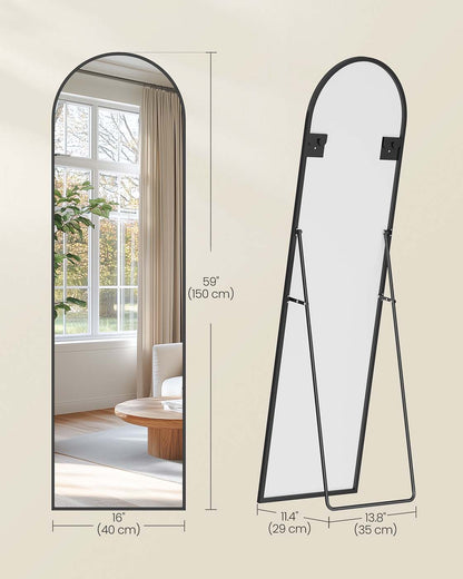 Full Length Mirror 160 x 50 cm Arched with Stand Pale Gold - image 12