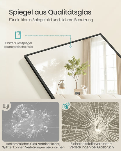 Full Length Mirror Rectangle Full Body Floor Mirror with Stand 160 x 50 cm Matte Black