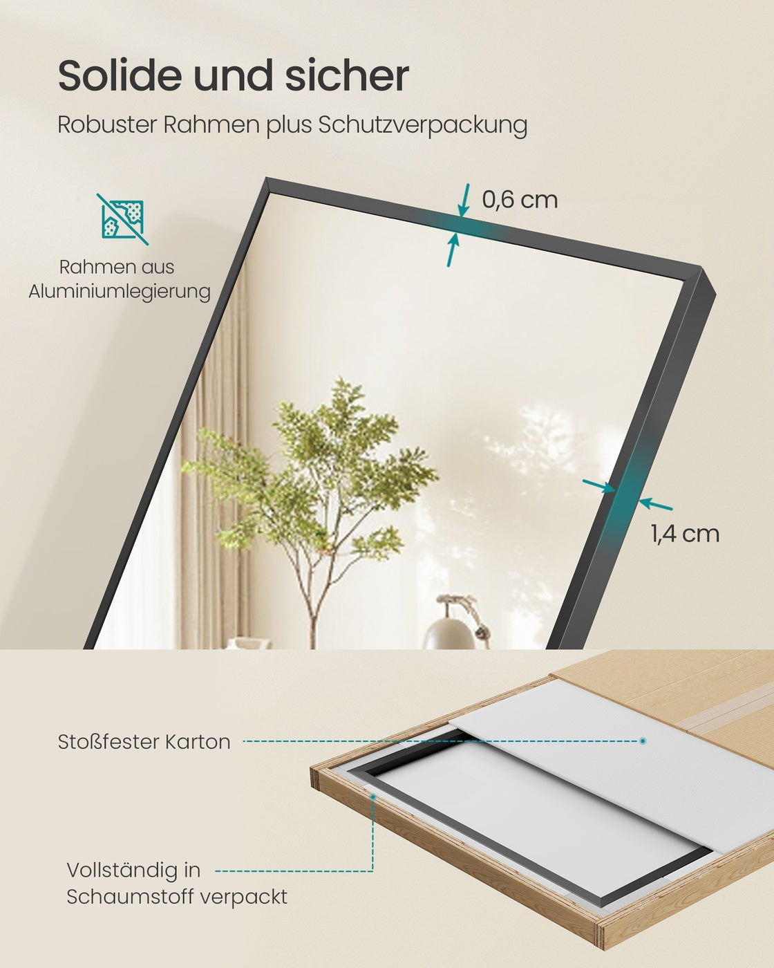 Full Length Mirror Rectangle Full Body Floor Mirror with Stand 160 x 50 cm Matte Black