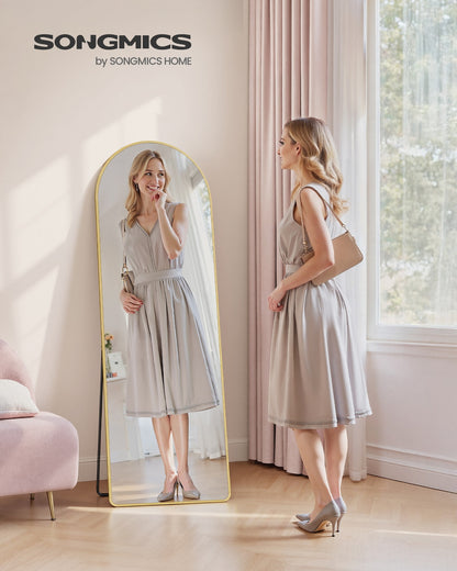 Full Length Mirror Arched Full Body Floor Mirror with Stand 160 x 50 cm Pale Gold - image 2