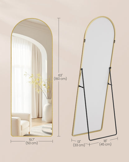 Full Length Mirror Arched Full Body Floor Mirror with Stand 160 x 50 cm Pale Gold - image 5