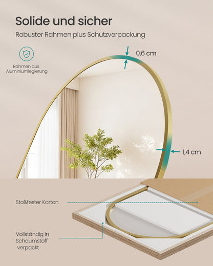 Full Length Mirror Arched Full Body Floor Mirror with Stand 160 x 50 cm Pale Gold