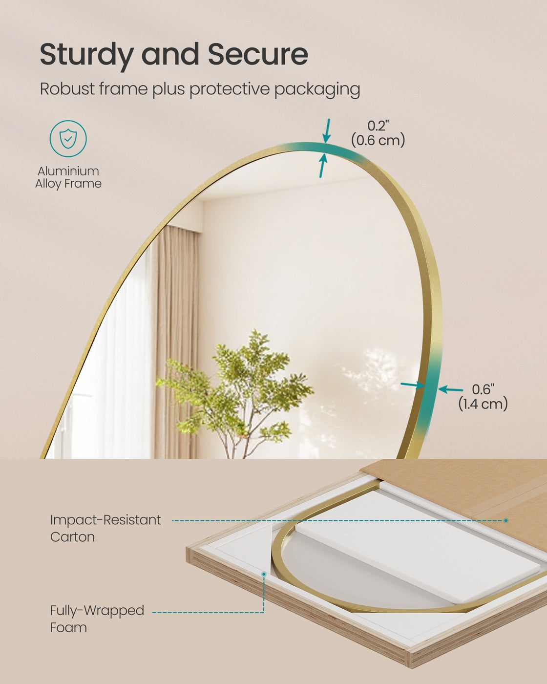 Full Length Mirror Arched Full Body Floor Mirror with Stand 160 x 50 cm Pale Gold - image 6