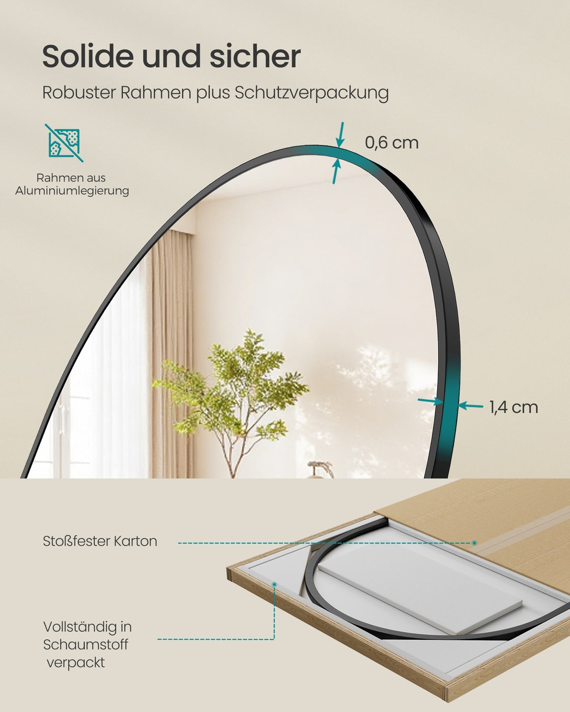Full Length Mirror Arched Full Body Floor Mirror with Stand 160 x 50 cm Matte Black