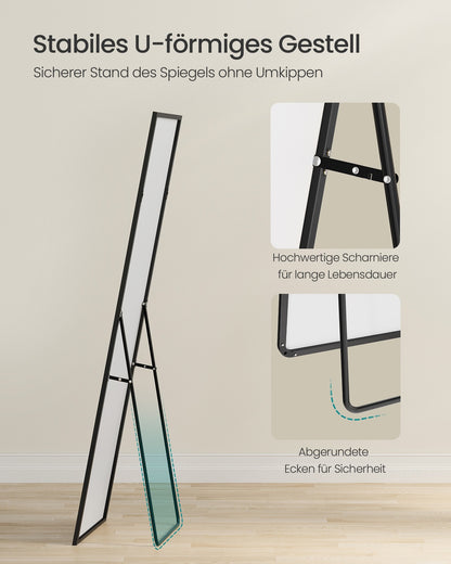 Full Length Mirror Rectangle Full Body Floor Mirror with Stand 160 x 50 cm Matte Black
