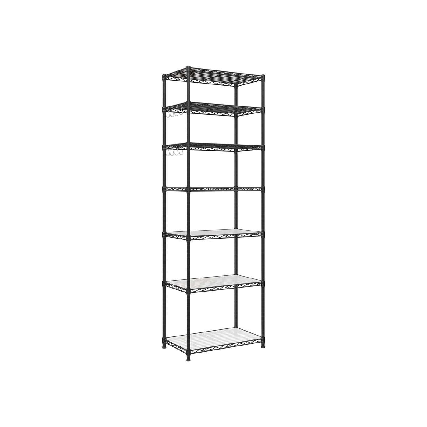 7-Tier Storage Shelves with Adjustable Shelves, Shelf Liners, 8 Hooks