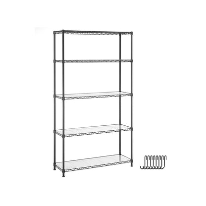5-Tier Storage Shelves with Adjustable Shelves, Shelf Liners, 8 Hooks - image 1