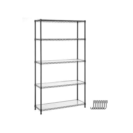 5-Tier Storage Shelves with Adjustable Shelves, Shelf Liners, 8 Hooks - image 1