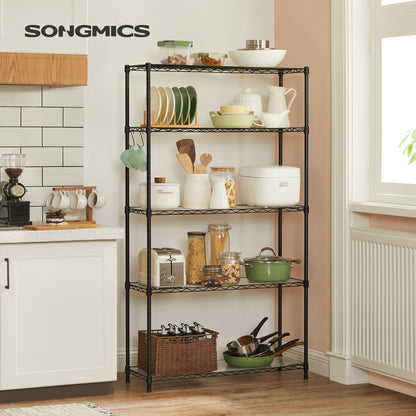 5-Tier Storage Shelves with Adjustable Shelves, Shelf Liners, 8 Hooks - image 2