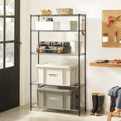 5-Tier Storage Shelves with Adjustable Shelves, Shelf Liners, 8 Hooks - image 4