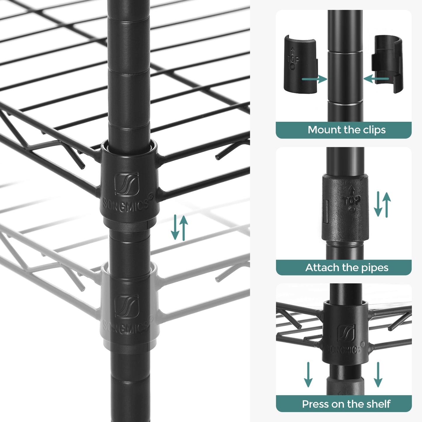 5-Tier Storage Shelves with Adjustable Shelves, Shelf Liners, 8 Hooks - image 5