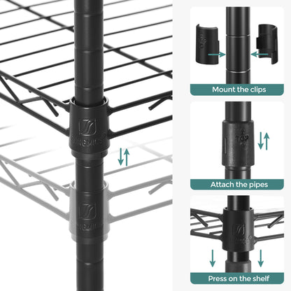 5-Tier Storage Shelves with Adjustable Shelves, Shelf Liners, 8 Hooks - image 5