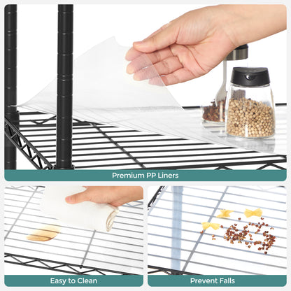 5-Tier Storage Shelves with Adjustable Shelves, Shelf Liners, 8 Hooks - image 6