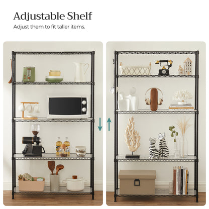 5-Tier Storage Shelves with Adjustable Shelves, Shelf Liners, 8 Hooks - image 7