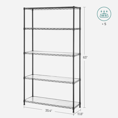 5-Tier Storage Shelves with Adjustable Shelves, Shelf Liners, 8 Hooks - image 8