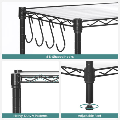 5-Tier Storage Shelves with Adjustable Shelves, Shelf Liners, 8 Hooks - image 9