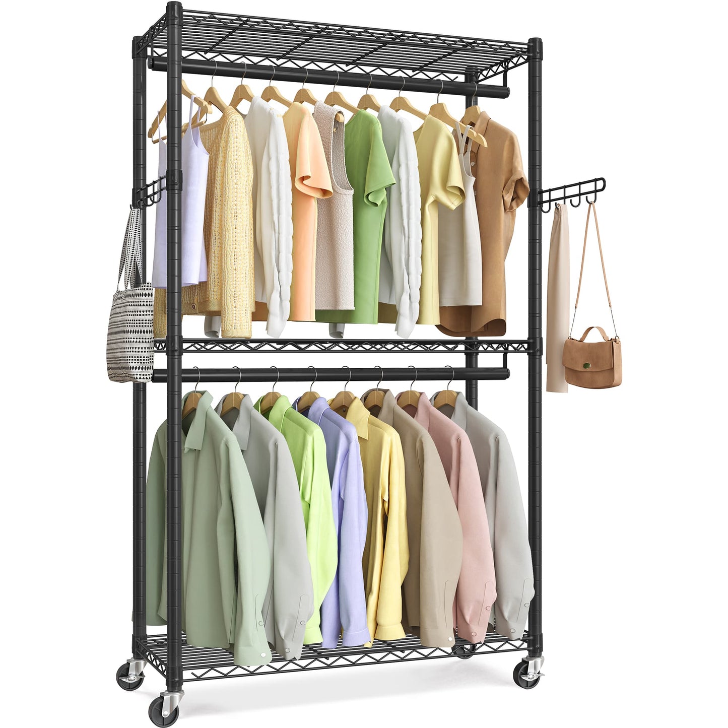 Heavy-Duty Rolling Clothes Rack