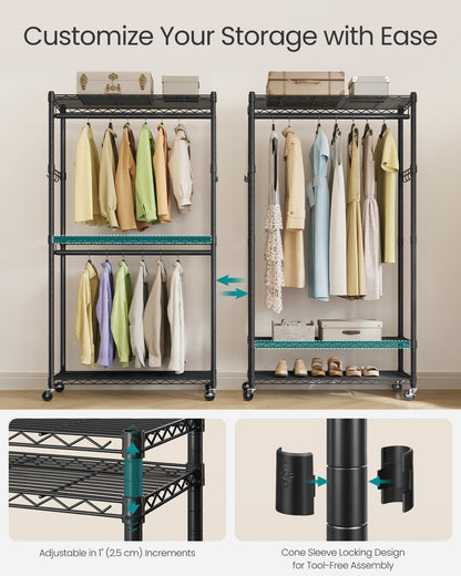 Heavy-Duty Rolling Clothes Rack