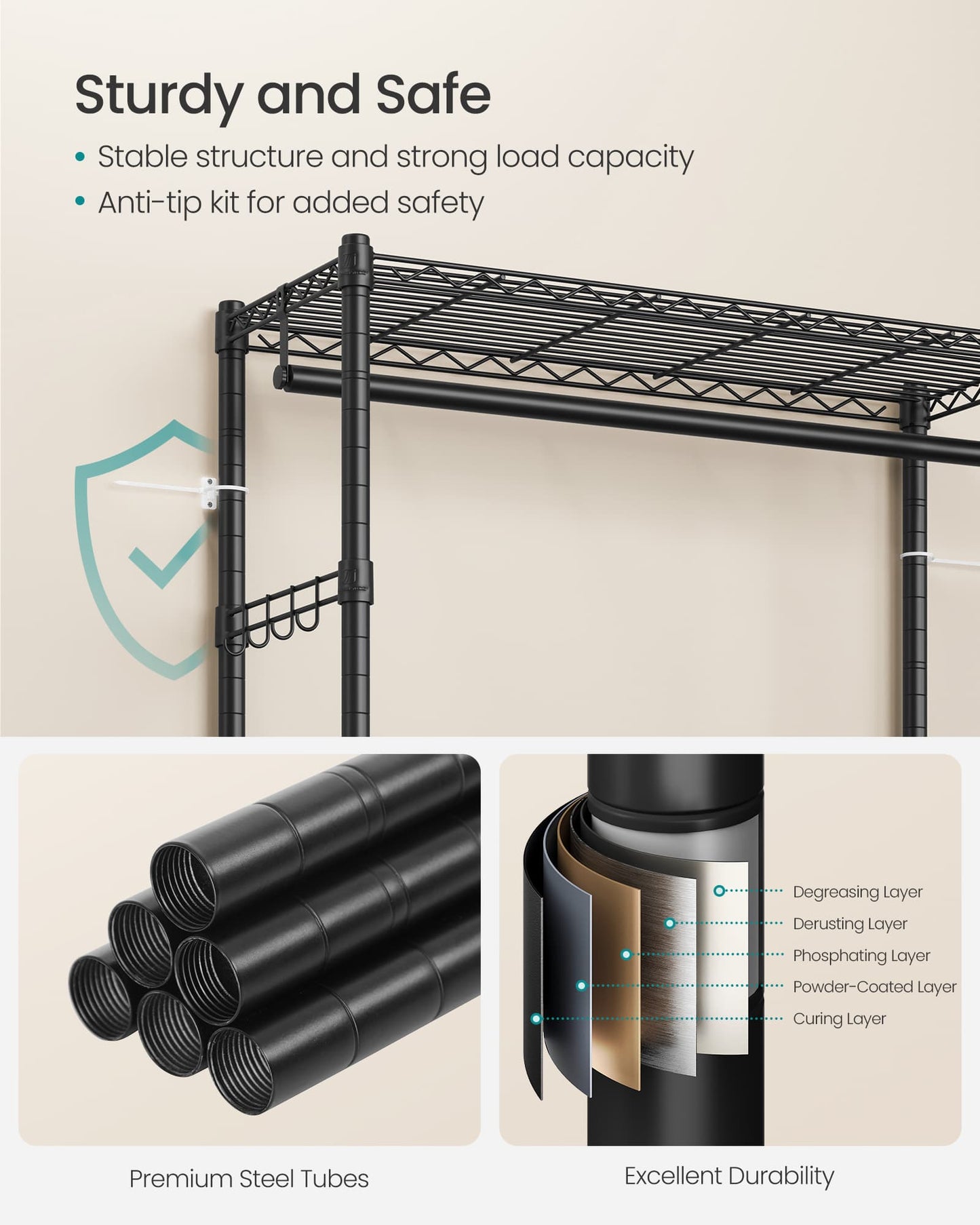 Heavy-Duty Rolling Clothes Rack