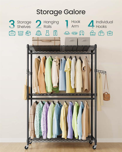 Heavy-Duty Rolling Clothes Rack