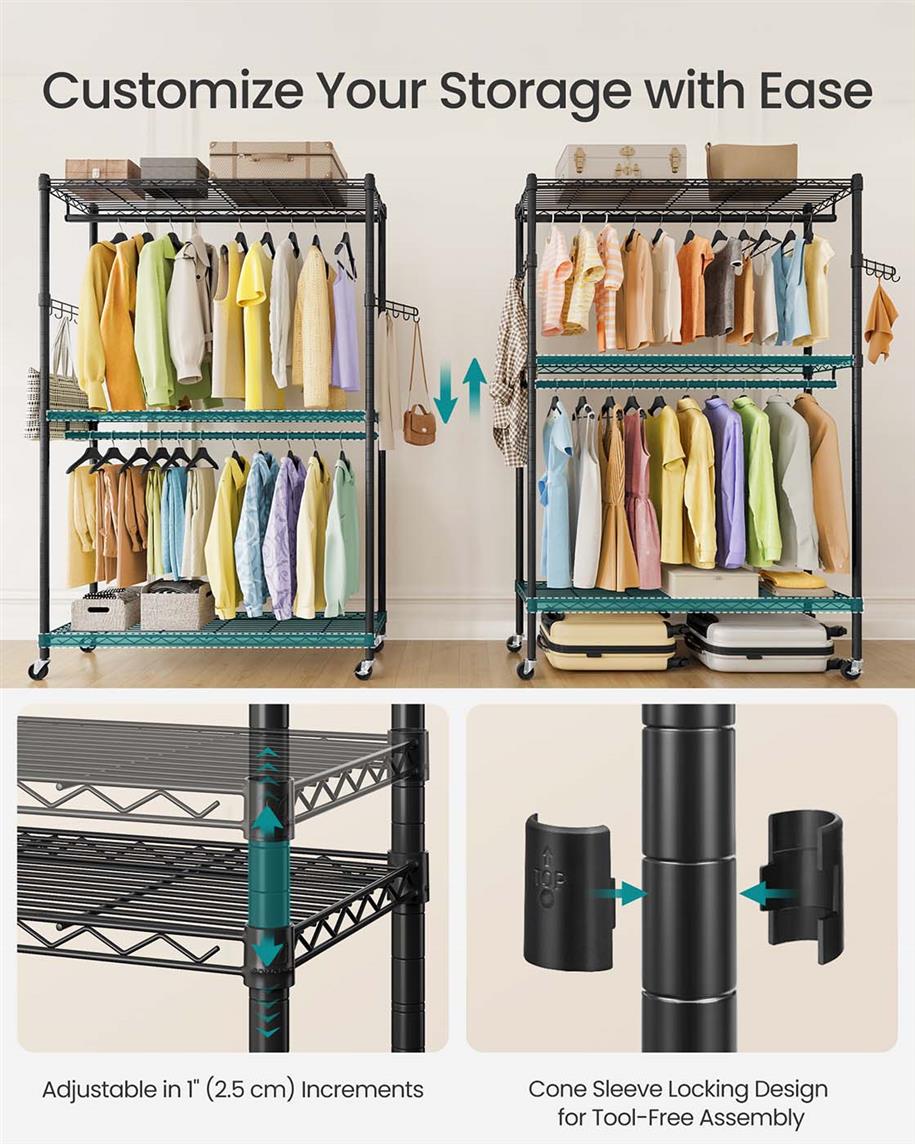 Heavy-Duty Rolling Clothes Rack