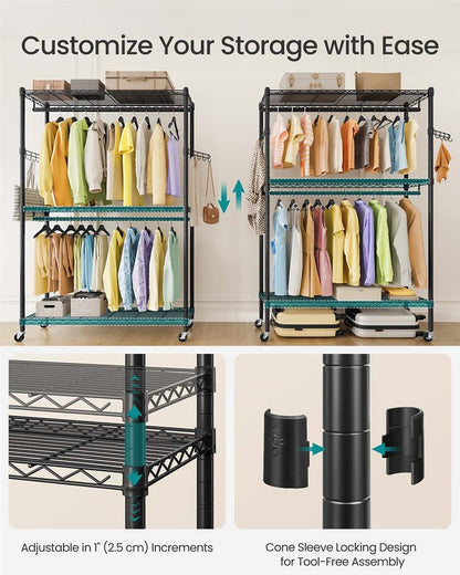 Heavy-Duty Rolling Clothes Rack