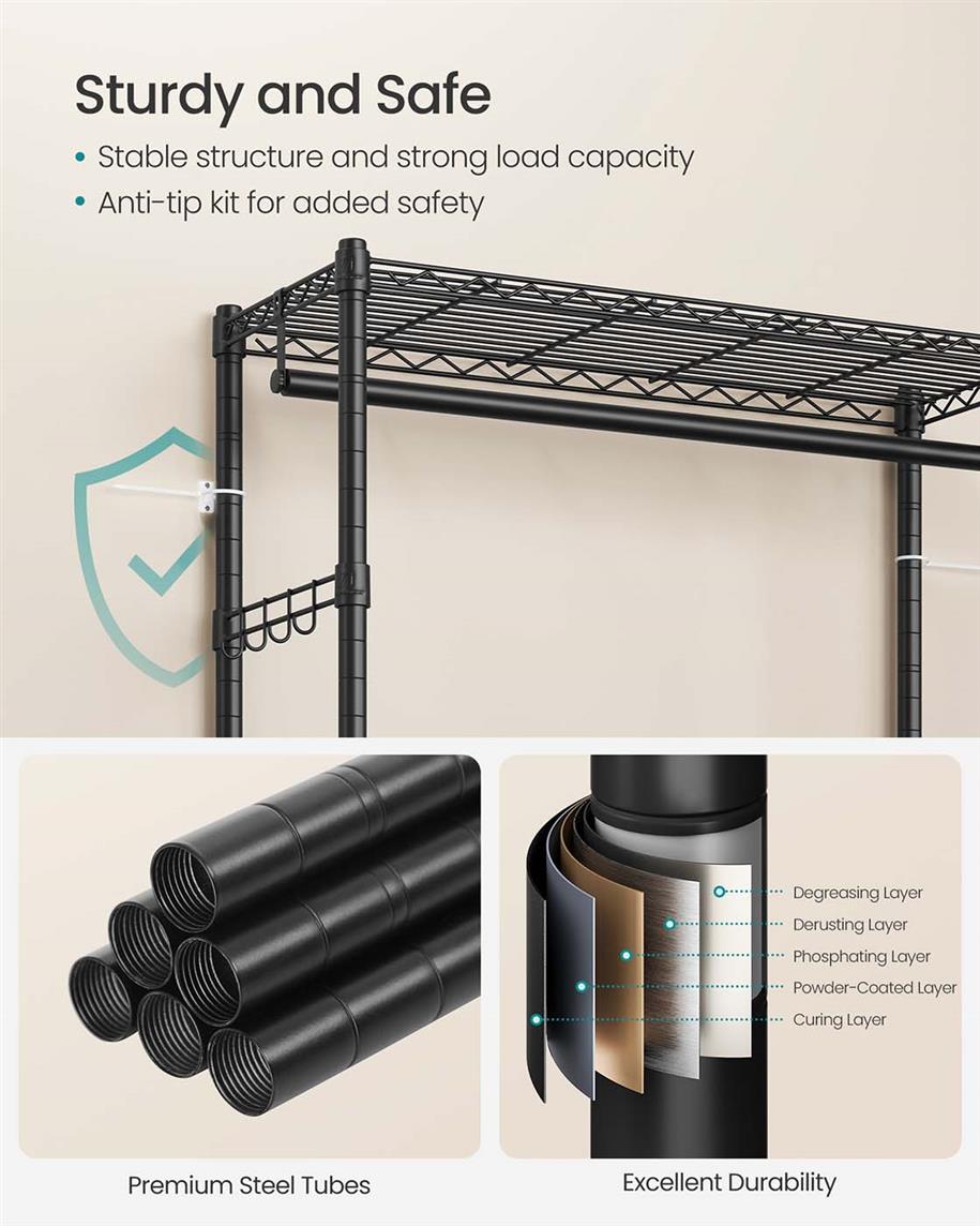 Heavy-Duty Rolling Clothes Rack