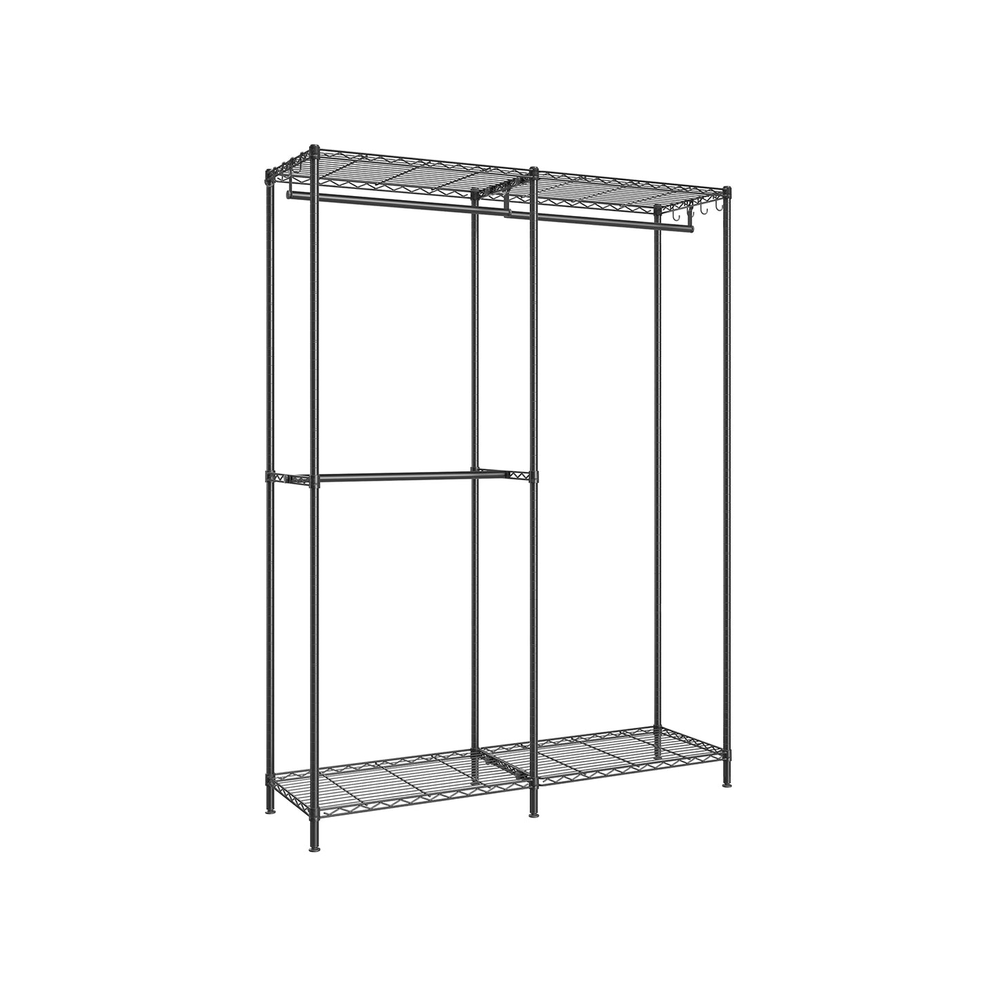 Metal Clothing Rack with Adjustable Shelves and Hanging Rails - HWLEXTRA 
