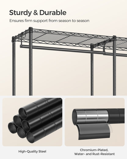 Metal Clothing Rack with Adjustable Shelves and Hanging Rails - HWLEXTRA 